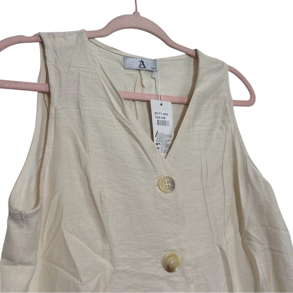 Women's Cream Wide-Leg Pants & Vest Set - Picture 3 of 14